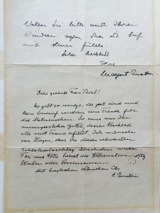 image of letter from Albert Einstein